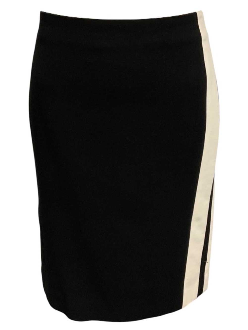 Fendi Black / Ivory Stripe Wool Pencil Skirt